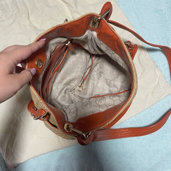 Michael Kors Orange Wicker Purse - Picture 3 of 4